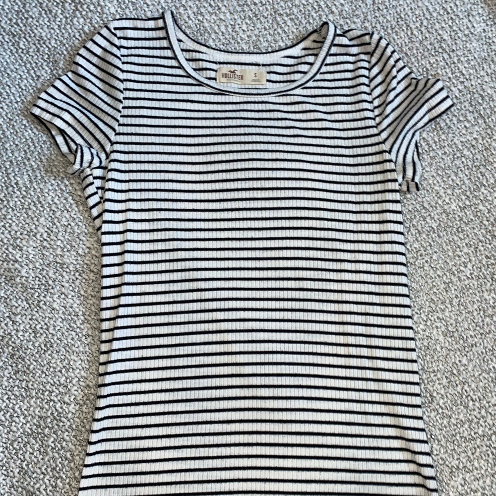 Hollister Black and White Striped Top